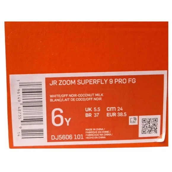 Nike Jr Zoom Superfly 9 Pro FG Youth Sz 6Y White Red Soccer Cleats DJ5606-101 - Picture 3 of 7